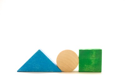Triangle, circle and square with wooden blocks