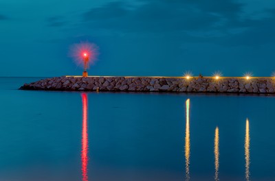 Dusk at the red lighthouse