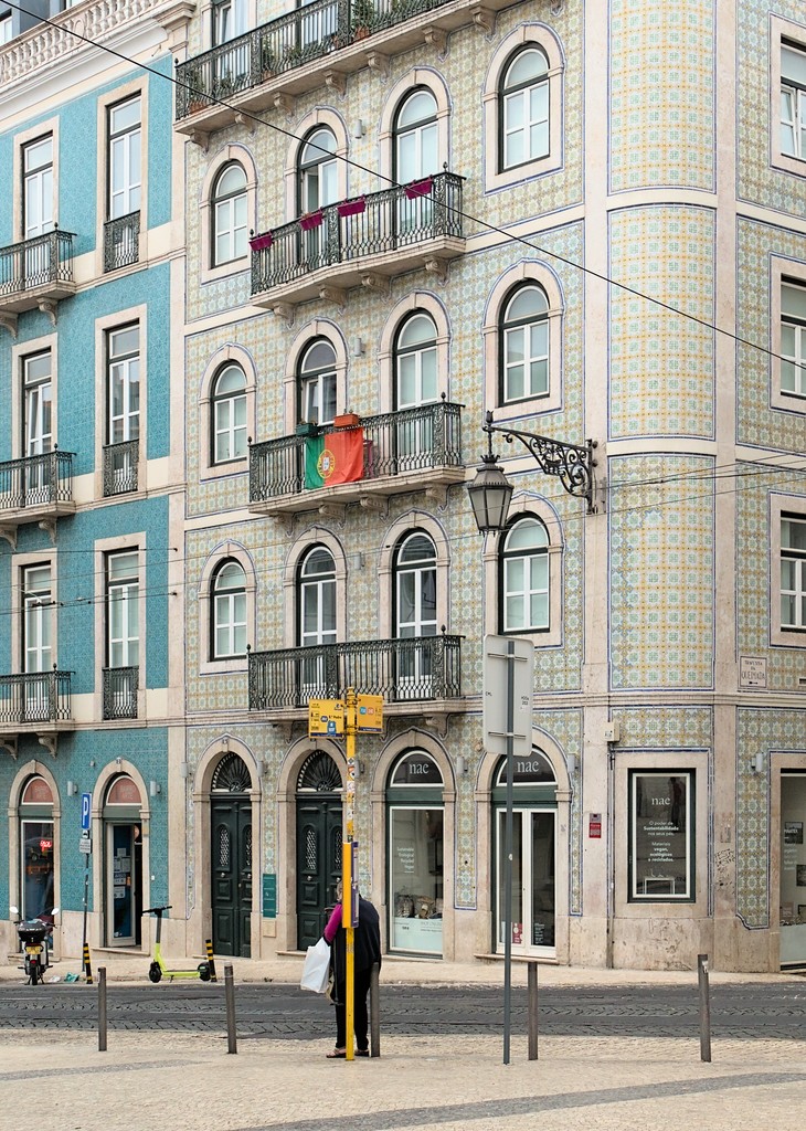 Buildings with Azulejo, Lisbon, Portugal