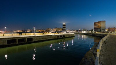 Senigallia harbor at night
