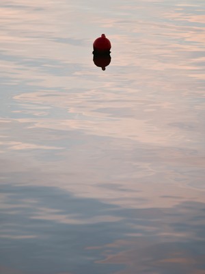 Orange buoy at dusk