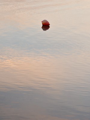 Yellow orange buoy at dusk