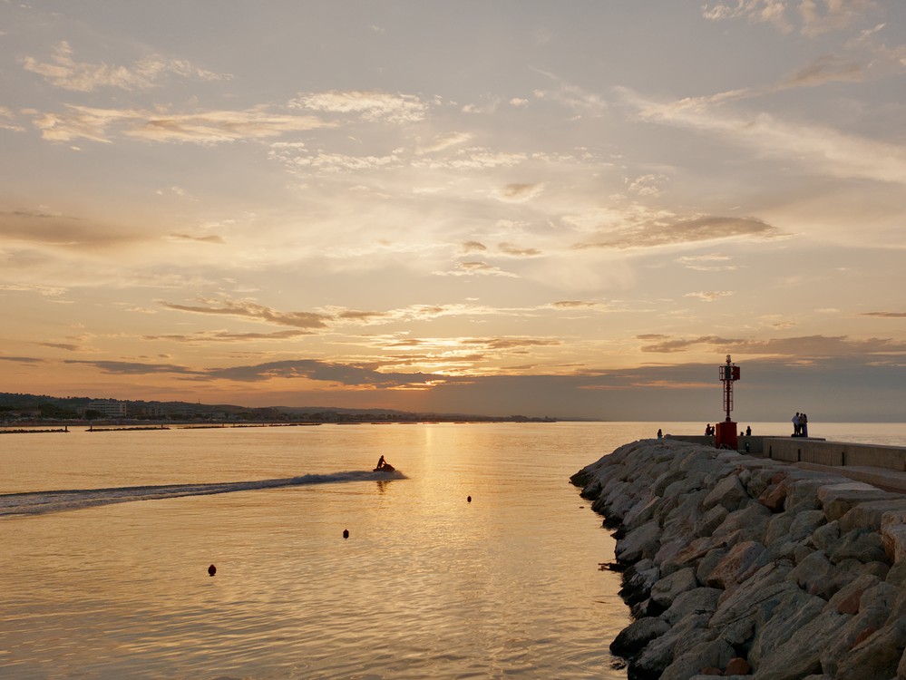 Water scooter at sunset