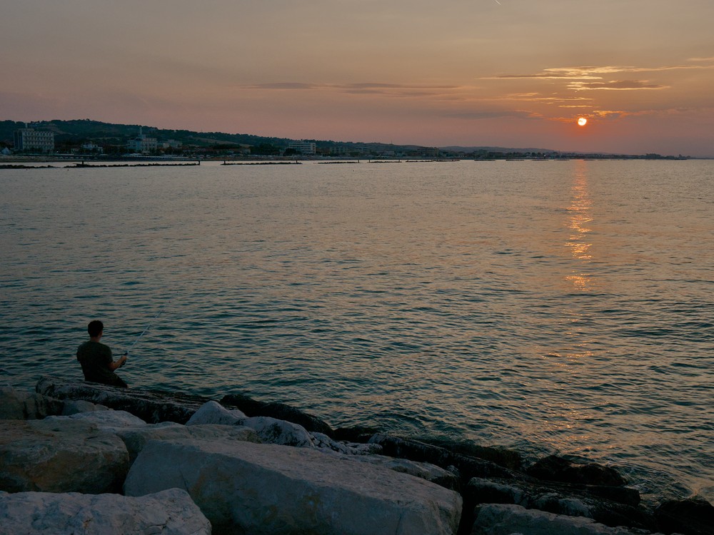 Fishing at sunset