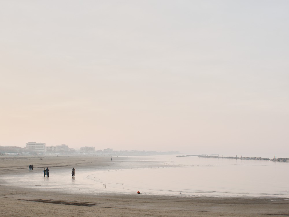 Walking on the beach in winter