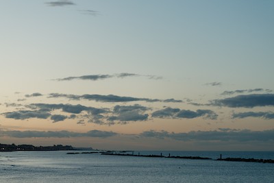 Sea rocks at dusk