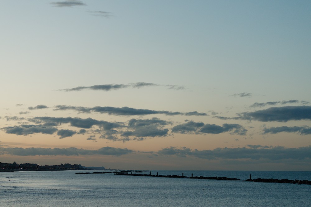 Sea rocks at dusk