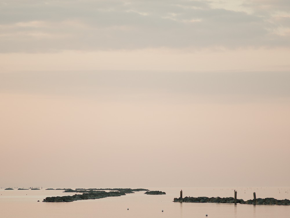 Sea rocks at dusk
