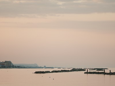 Sea rocks at dusk