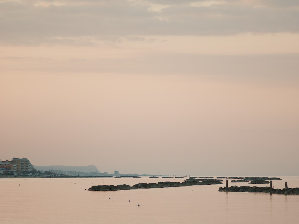 Sea rocks at dusk