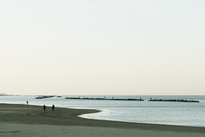 Walking on the beach in winter