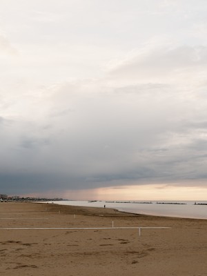 Walking on the beach in spring