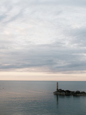Sea rocks at dusk