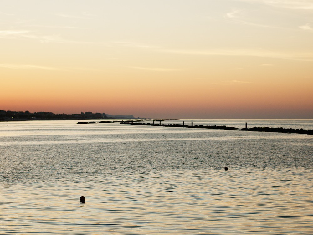 Sea rocks at dusk