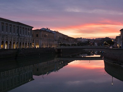 Portici Ercolani, Senigallia, at dusk