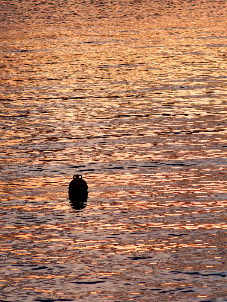 Red buoy at dusk