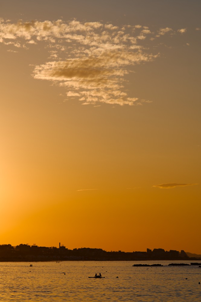 Resting on a little boat at sunset