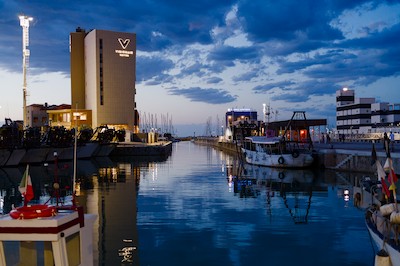Senigallia harbor at dusk