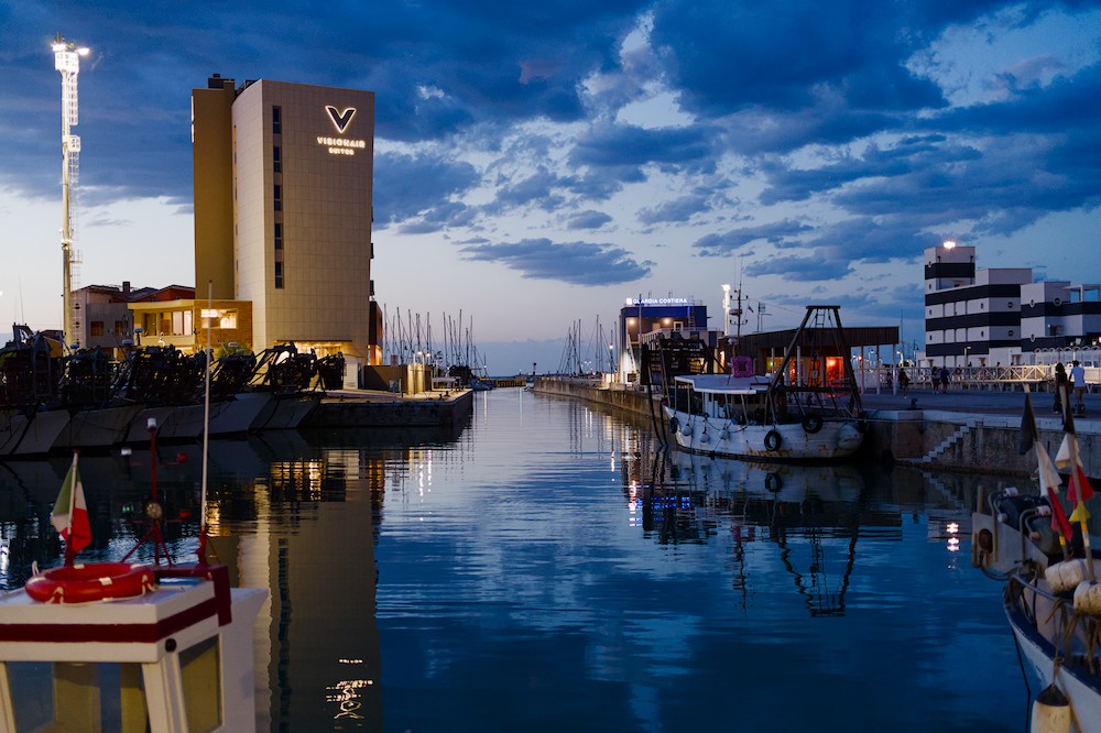 Senigallia harbor at dusk