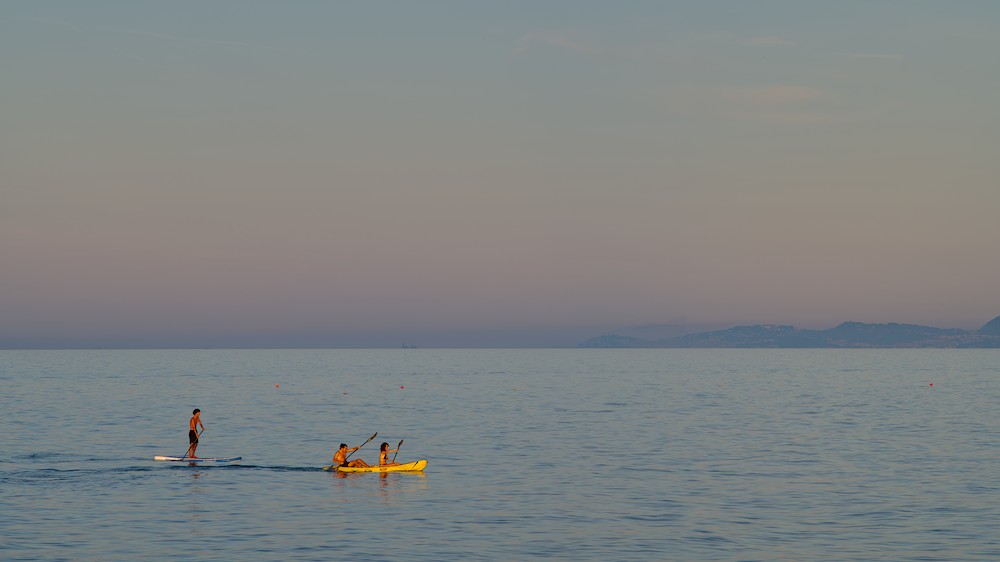 Paddling at dusk