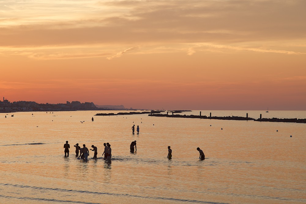 Bathing at sunset