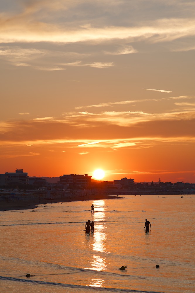 Bathing at sunset