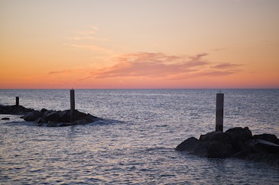 Sea rocks at dusk