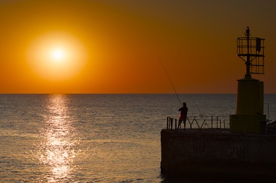Fishing at sunrise