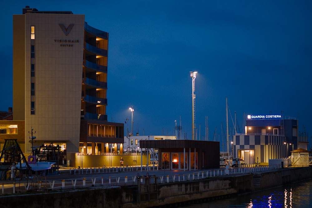 Senigallia harbor at night